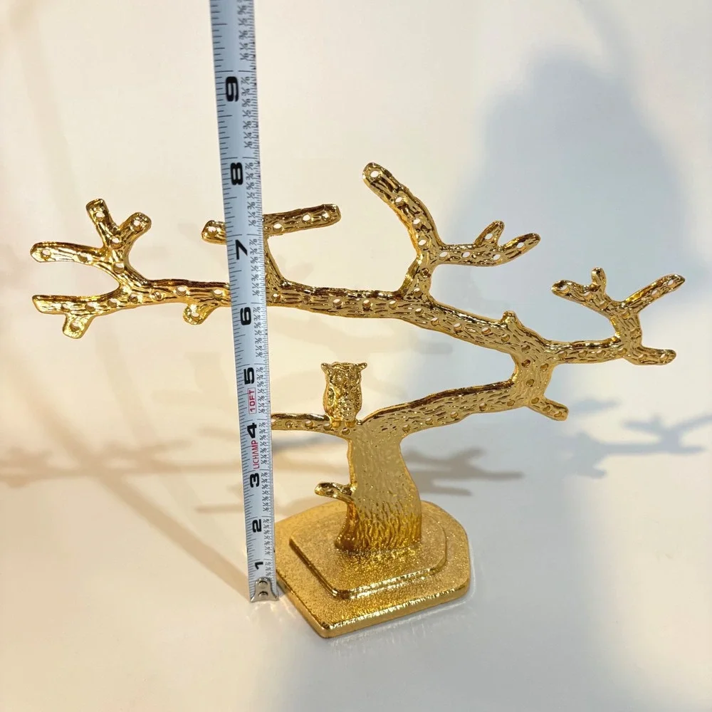 Gold Owl Tree Branch Earring Holder Jewelry Stand Organizer Display